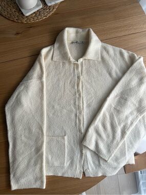 Abercrombie & Fitch Cream Button-Up Collar Cardigan